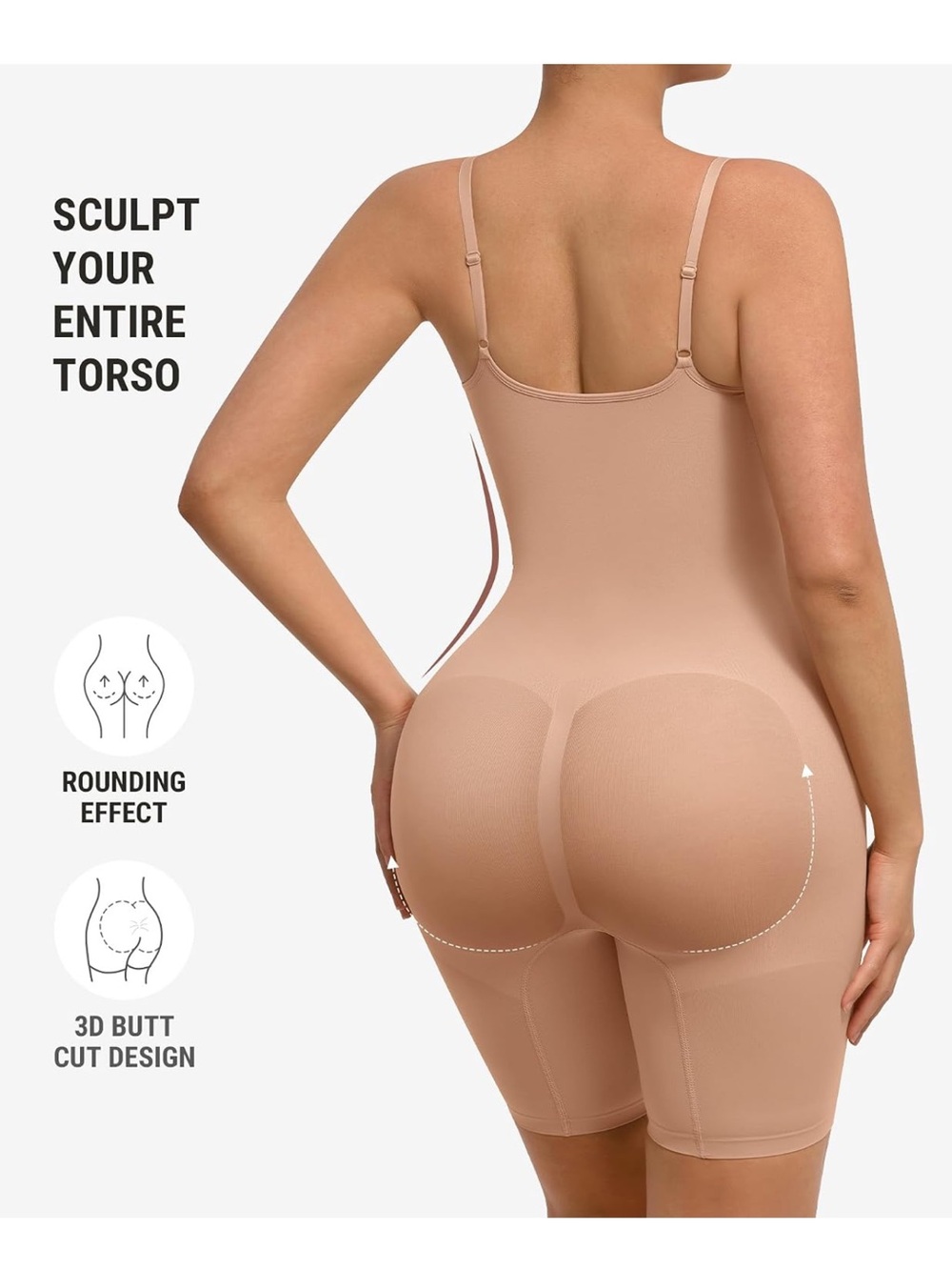 Full Coverage Nude Shaping Bodysuit with Adjustable Straps - Picture 2 of 5